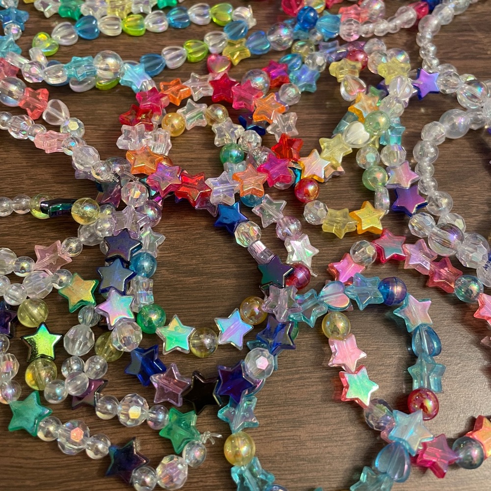 20+ Colorful Star Beaded Elastic Bracelet Bundle